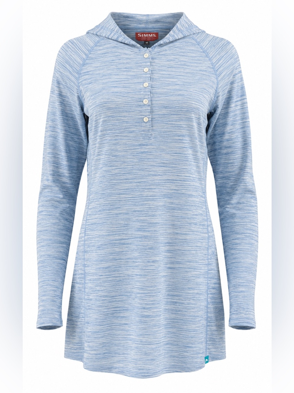 Simms Women’s Hooded Fishing Performance Henley Shirt Blue Heather Size M